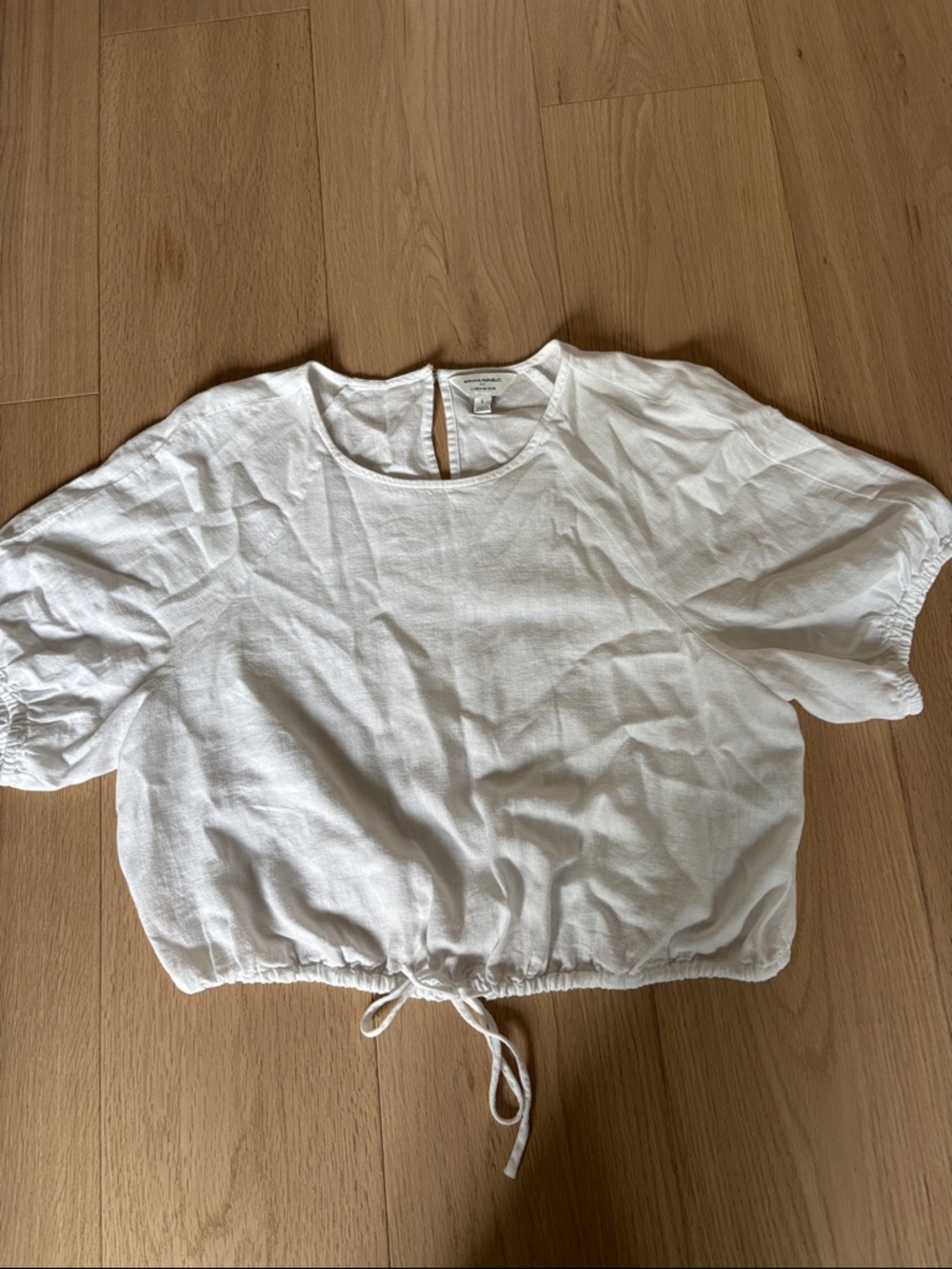 Banana Republic White Short Sleeve Drawstring top